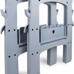 Amazon Basics 2 Pack 900 LB Capacity Portable Foldable Rectangular Sawing Easel with Storage Hooks Easy to Use Orange Grey