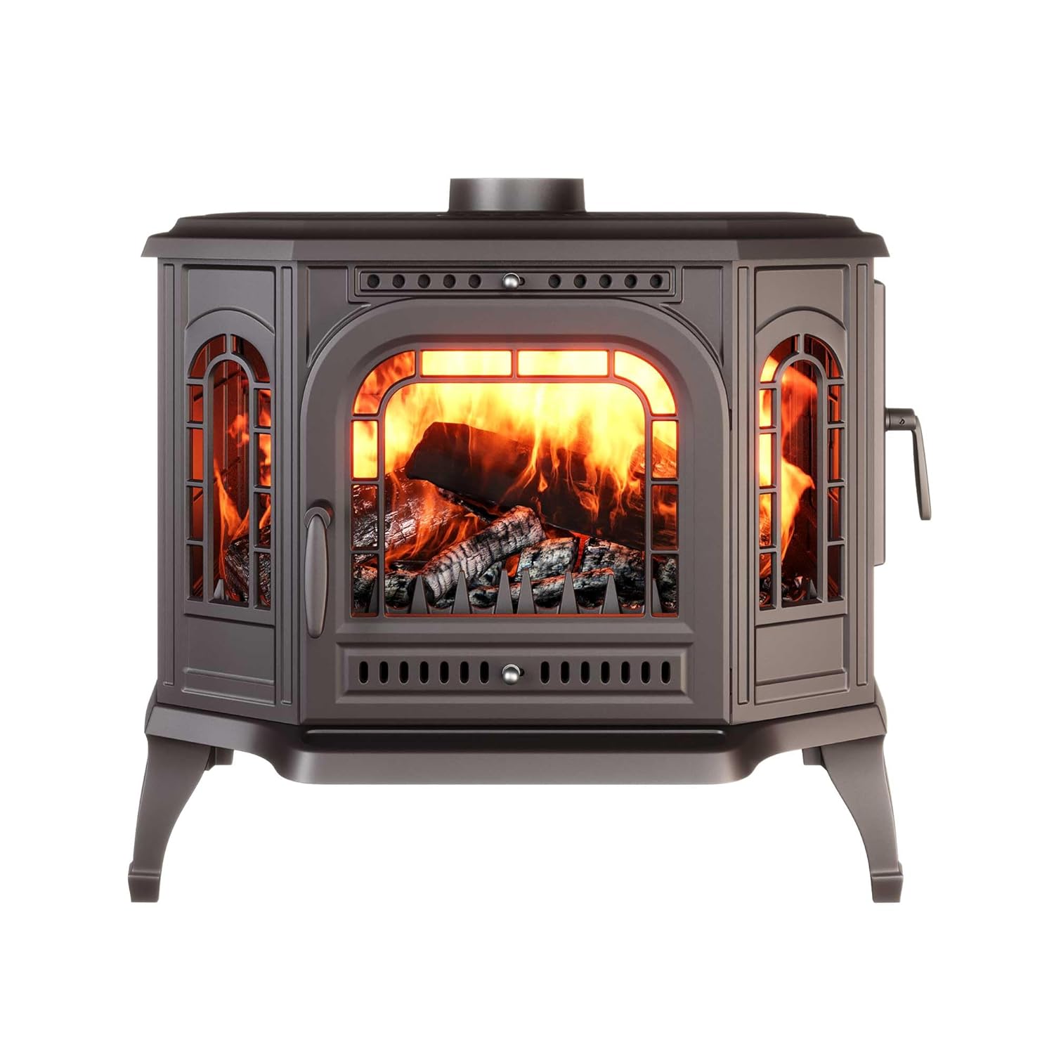 Free-standing wood stove installation, black cast iron, right/left opening - P7 PB (10.5 kW) ECO (right opening)